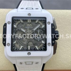BBF Factory Hublot Square Bang 821.HX.0170.RX 42mm White Ceramic Rubber Strap Skeletonized Dial (5) BBF Factory Hublot Square Bang 821.HX.0170.RX 42mm white ceramic rubber strap skeletonized dial replica watch
