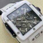BBF Factory Hublot Square Bang 821.HX.0170.RX 42mm White Ceramic Rubber Strap Skeletonized Dial (7) BBF Factory Hublot Square Bang 821.HX.0170.RX 42mm White Ceramic Rubber Strap Skeletonized Dial