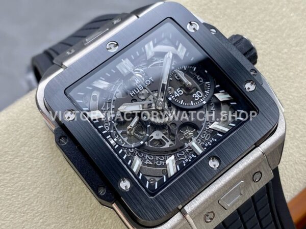 BBF Factory Hublot Square Bang 821.NM.0170.RX 42mm Titanium Rubber Strap Skeletonized Dial (2) BBF Factory Hublot Square Bang 821.NM.0170.RX 42mm Titanium Rubber Strap Skeletonized Dial