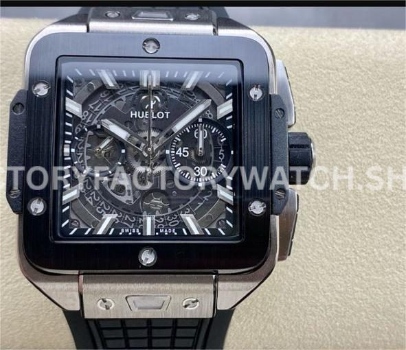 BBF Factory Hublot Square Bang 821.NM.0170.RX 42mm Titanium Rubber Strap Skeletonized Dial (6) BBF Factory Hublot Square Bang 821.NM.0170.RX 42mm titanium rubber strap skeletonized dial replica watch