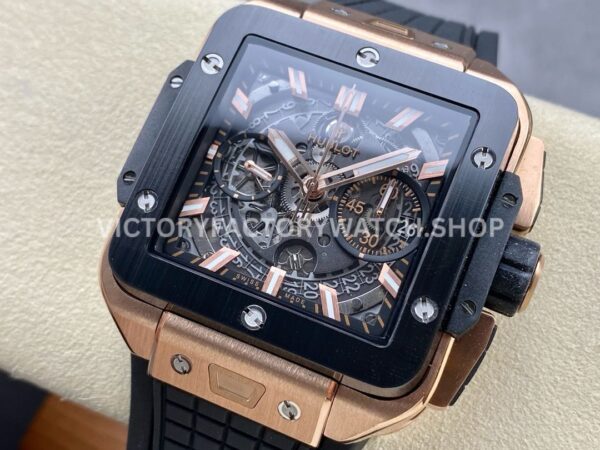 BBF Factory Hublot Square Bang 821.OM.0180.RX 42mm Rose Gold Rubber Strap Bezel Skeletonized Dial (3) BBF Factory Hublot Square Bang 821.OM.0180.RX 42mm Rose Gold Rubber Strap Bezel Skeletonized Dial