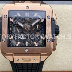 BBF Factory Hublot Square Bang 821.OX.0180.RX 42mm Rose Gold Rubber Strap Skeletonized Dial (1) BBF Factory Hublot Square Bang 821.OX.0180.RX 42mm rose gold rubber strap skeletonized dial replica watch