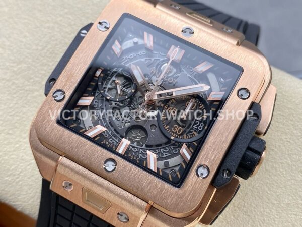 BBF Factory Hublot Square Bang 821.OX.0180.RX 42mm Rose Gold Rubber Strap Skeletonized Dial (7) BBF Factory Hublot Square Bang 821.OX.0180.RX 42mm Rose Gold Rubber Strap Skeletonized Dial