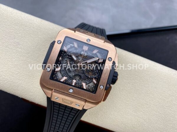 BBF Factory Hublot Square Bang 821.OX.0180.RX 42mm Rose Gold Rubber Strap Skeletonized Dial (8) BBF Factory Hublot Square Bang 821.OX.0180.RX 42mm Rose Gold Rubber Strap Skeletonized Dial