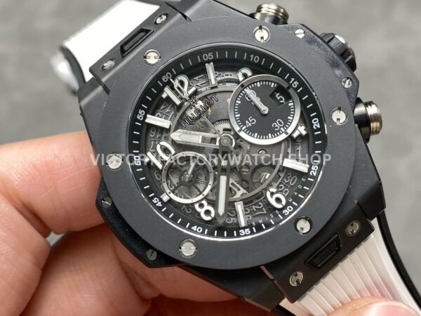 BBF Factory Hublot Big Bang Unico 42mm 441.CI.1171.RX Black Ceramics White Rubber Strap Black Skeletonized Dial
