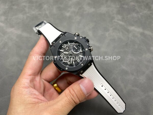 BBF Factory Hublot Big Bang Unico 42mm 441.CI.1171.RX Black Ceramics White Rubber Strap Black Skeletonized Dial