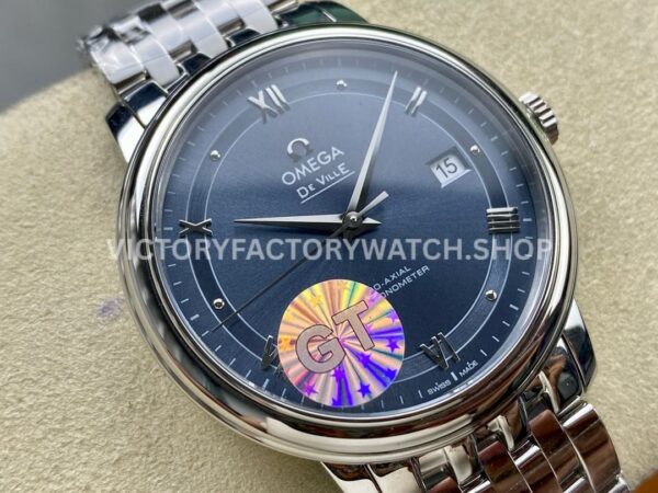 GT Factory Omega De Ville Prestige 424.10.40.20.03.002 39.5mm Full Steel Roman Number Blue Dial (2) GT Factory Omega De Ville Prestige 424.10.40.20.03.002 39.5mm Full Steel Roman Number Blue Dial
