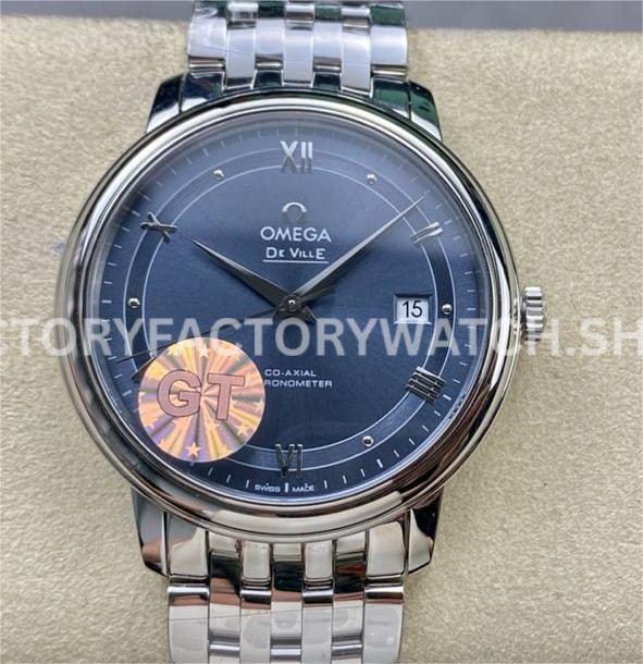 GT Factory Omega De Ville Prestige 424.10.40.20.03.002 39.5mm Full Steel Roman Number Blue Dial (7) GT Factory Omega De Ville Prestige 424.10.40.20.03.002 39.5mm full steel Roman numeral blue dial replica watch