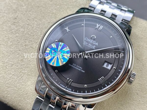 GT Factory Omega De Ville Prestige 424.10.40.20.06.001 39.5mm Full Steel Roman Number Grey Dial (4) GT Factory Omega De Ville Prestige 424.10.40.20.06.001 39.5mm Full Steel Roman Number Grey Dial