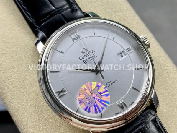 GT Factory Omega De Ville Prestige 424.13.40.20.02.001 39.5mm Steel Leather Strap Roman Number Silver (4) GT Factory Omega De Ville Prestige 424.13.40.20.02.001 39.5mm Steel Leather Strap Roman Number Silver Dial