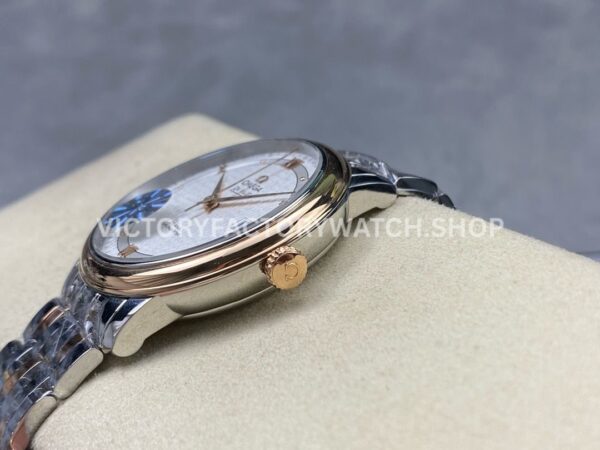 GT Factory Omega De Ville Prestige 424.20.40.20.02.003 39.5mm Half Yellow Gold Steel Gold Roman Number Silver Web Weaving Dial