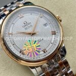 GT Factory Omega De Ville Prestige 424.20.40.20.02.003 39.5mm Half Yellow Gold Steel Gold Roman Number Silver Web Weaving Dial