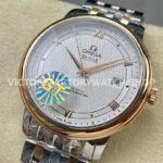 GT Factory Omega De Ville Prestige 424.20.40.20.02.003 39.5mm Half Yellow Gold Steel Gold Roman Number Silver Web Weaving Dial