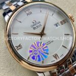 GT Factory Omega De Ville Prestige 424.20.40.20.02.007 39.5mm Half Yellow Gold Steel Gold Roman Number Silver Dial