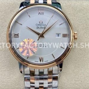 GT Factory Omega De Ville Prestige 424.20.40.20.02.007 39.5mm half gold steel gold Roman numeral silver dial replica watch