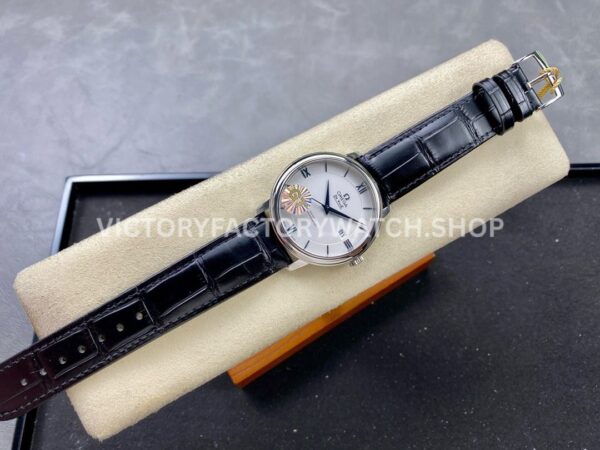 GT Factory Omega De Ville Prestige 424.53.40.20.04.001 39.5mm Steel Leather Strap Blue Roman Numb (4) GT Factory Omega De Ville Prestige 424.53.40.20.04.001 39.5mm Steel Leather Strap Blue Roman Number Silver Dial