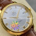GT Factory Omega De Ville Prestige 424.53.40.20.52.001 39.5mm Gold Leather Strap Gold Roman Number (7) GT Factory Omega De Ville Prestige 424.53.40.20.52.001 39.5mm Yellow Gold Leather Strap Gold Roman Number Silver Dial