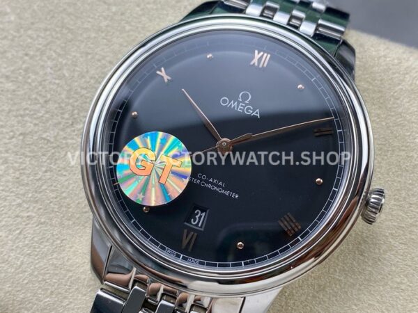 GT Factory Omega De Ville Prestige 434.10.40.20.01.001 40mm Full Steel Rose Gold Point Roman Number Black Dial