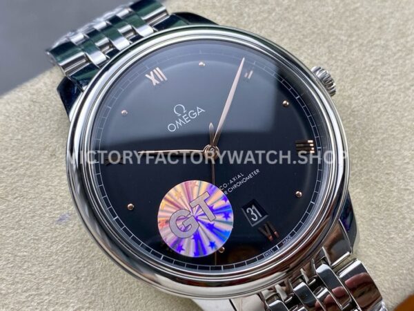 GT Factory Omega De Ville Prestige 434.10.40.20.01.001 40mm Full Steel Rose Gold Point Roman Number Black Dial