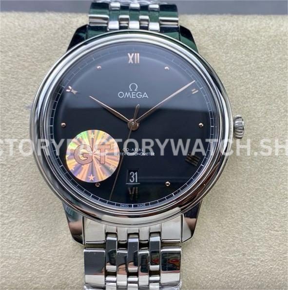 GT Factory Omega De Ville Prestige 434.10.40.20.01.001 40mm full steel black dial rose gold Roman numeral replica watch