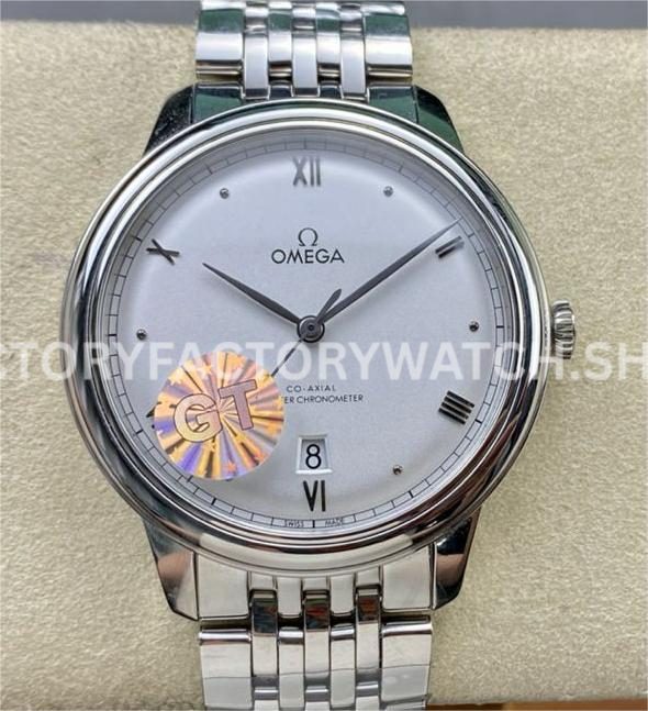 GT Factory Omega De Ville Prestige 434.10.40.20.02.001 40mm Full Steel Point&Roman Number Silver Dial (4) GT Factory Omega De Ville Prestige 434.10.40.20.02.001 40mm full steel silver dial Roman numeral replica watch