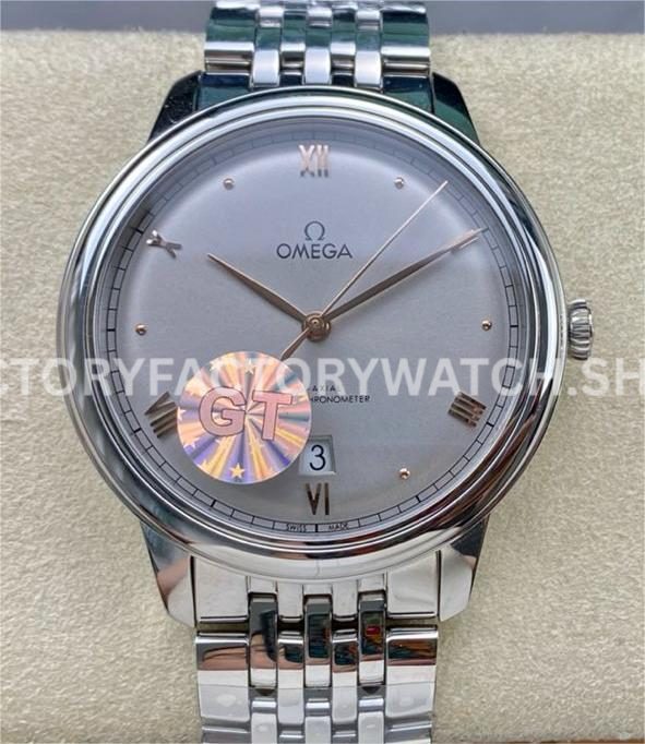 GT Factory Omega De Ville Prestige 434.10.40.20.06.001 40mm Full Steel Rose Gold Point&Roman Numb (4) GT Factory Omega De Ville Prestige 434.10.40.20.06.001 40mm full steel silver dial rose gold Roman numeral replica watch