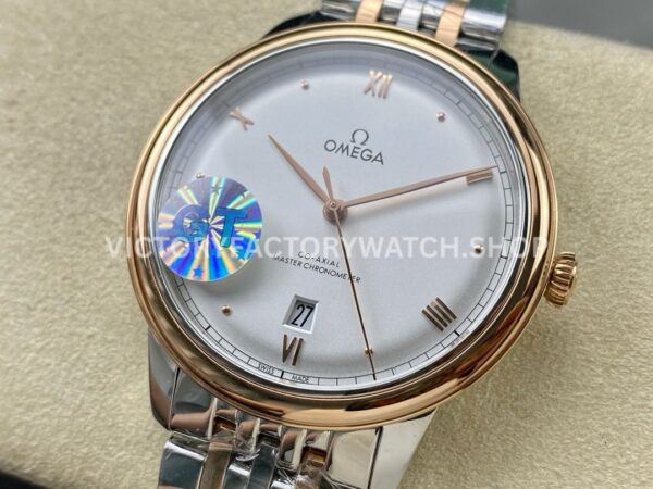 GT Factory Omega De Ville Prestige 434.20.40.20.02.001 40mm Half Rose Gold Steel Rose Gold Point Roman Number White Dial
