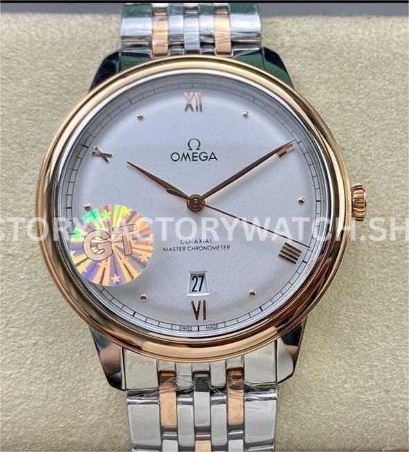GT Factory Omega De Ville Prestige 434.20.40.20.02.001 40mm half rose gold steel white dial rose gold Roman numeral replica watch