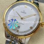 GT Factory Omega De Ville Prestige 434.20.40.20.02.002 40mm Half Yellow Gold Steel Gold Point Roman Number Silver Dial