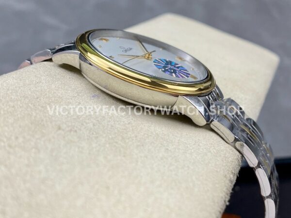 GT Factory Omega De Ville Prestige 434.20.40.20.02.002 40mm Half Yellow Gold Steel Gold Point Roman Number Silver Dial