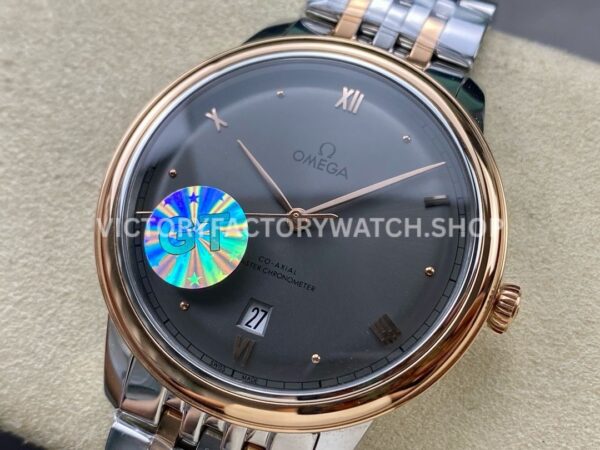 GT Factory Omega De Ville Prestige 434.20.40.20.06.001 40mm Half Rose Gold Steel Rose Gold Point Roman Number Grey Dial