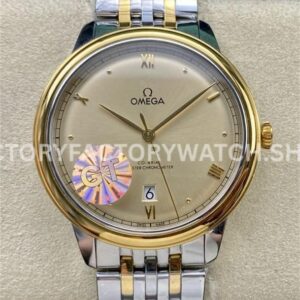 GT Factory Omega De Ville Prestige 434.20.40.20.08.001 40mm half yellow gold steel champagne dial gold Roman numeral replica watch