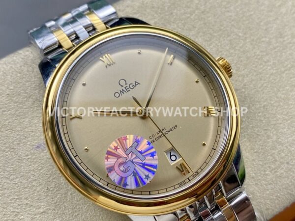 GT Factory Omega De Ville Prestige 434.20.40.20.08.001 40mm Half Yellow Gold Steel Gold Point Roman Number Champagne Dial