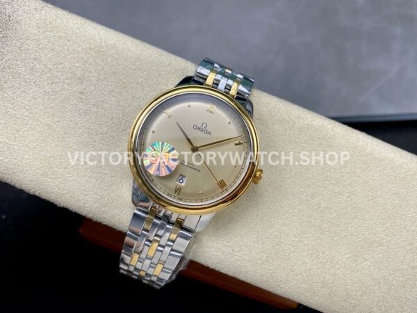 GT Factory Omega De Ville Prestige 434.20.40.20.08.001 40mm Half Yellow Gold Steel Gold Point Roman Number Champagne Dial