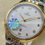 GT Factory Omega De Ville Prestige 434.20.40.20.52.001 40mm Half Yellow Gold Steel Gold Diamond Point Roman Number Silver Frosting Dial