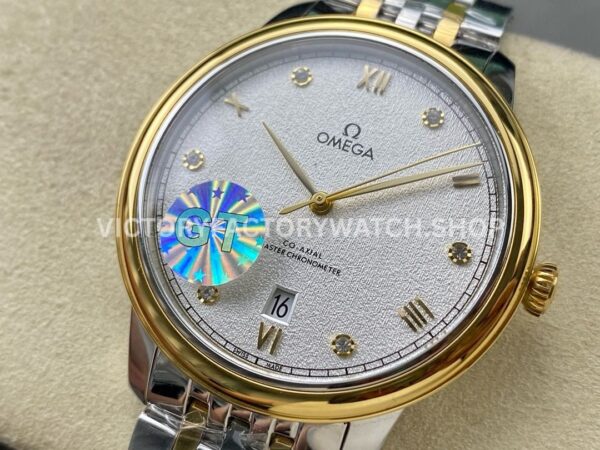 GT Factory Omega De Ville Prestige 434.20.40.20.52.001 40mm Half Yellow Gold Steel Gold Diamond Point Roman Number Silver Frosting Dial