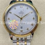 GT Factory Omega De Ville Prestige 434.20.40.20.52.001 40mm Half Yellow Gold Steel Gold Diamond Point Roman Number Silver Frosting Dial