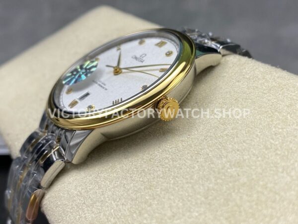 GT Factory Omega De Ville Prestige 434.20.40.20.52.001 40mm Half Yellow Gold Steel Gold Diamond Point Roman Number Silver Frosting Dial
