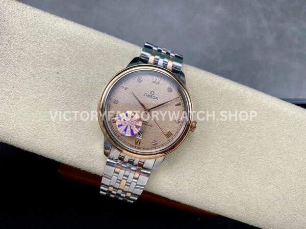 GT Factory Omega De Ville Prestige 434.20.40.20.59.001 40mm Half Rose Gold S (6) GT Factory Omega De Ville Prestige 434.20.40.20.59.001 40mm Half Rose Gold Steel Rose Gold Diamond Point Roman Number Champagne Dial