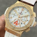 HB Factory Hublot Big Bang 301.PE.230.RW.114 44mm Rose Gold Rubber Strap Diamond Bezel White Dial