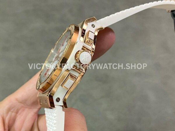 HB Factory Hublot Big Bang 301.PE.230.RW.114 44mm Rose Gold Rubber Strap Diamond Bezel White Dial