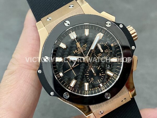 HB Factory Hublot Big Bang 301.PM.1780.RX 44mm Rose Gold Black Rubber Strap Ceramic Bezel Black Dial