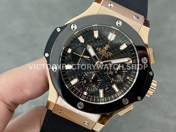 HB Factory Hublot Big Bang 301.PM.1780.RX 44mm Rose Gold Black Rubber Strap Ceramic Bezel Black Dial