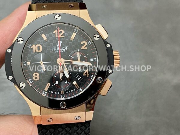 HB Factory Hublot Big Bang 301.PM.1780.RX 44mm rose gold rubber strap Arabic numerals black dial replica watch