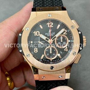 HB Factory Hublot Big Bang 301.PX.130.RX 44mm rose gold rubber strap black dial replica watch