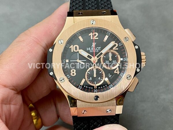 HB Factory Hublot Big Bang 301.PX.130.RX 44mm rose gold rubber strap black dial replica watch