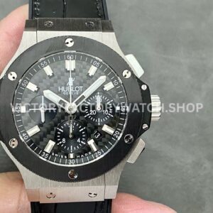 HB Factory Hublot Big Bang 301.SM.1770.LR 44mm steel leather strap ceramic bezel black dial replica watch
