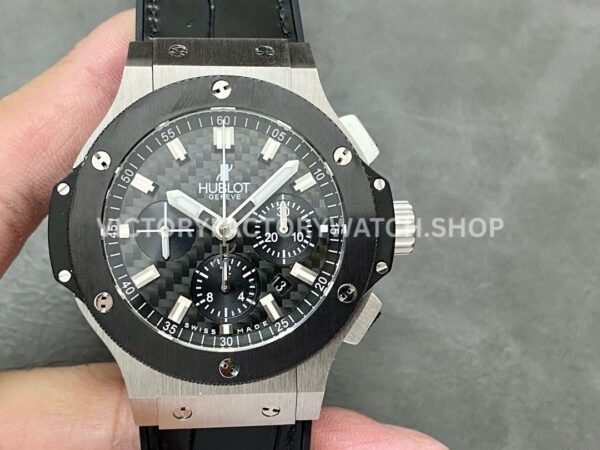 HB Factory Hublot Big Bang 301.SM.1770.LR 44mm steel leather strap ceramic bezel black dial replica watch