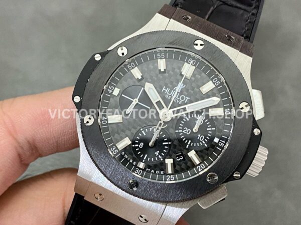 HB Factory Hublot Big Bang 301.SM.1770.LR 44mm Steel Leather Strap Ceramic Bezel Black Dial