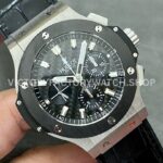 HB Factory Hublot Big Bang 301.SM.1770.LR 44mm Steel Leather Strap Ceramic Bezel Black Dial